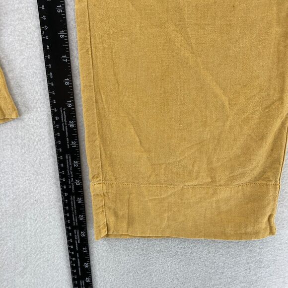 Abercrombie & Fitch Annie Wide Leg Crop Pants Women's 24/00 Yellow Linen Blend - Picture 8 of 11